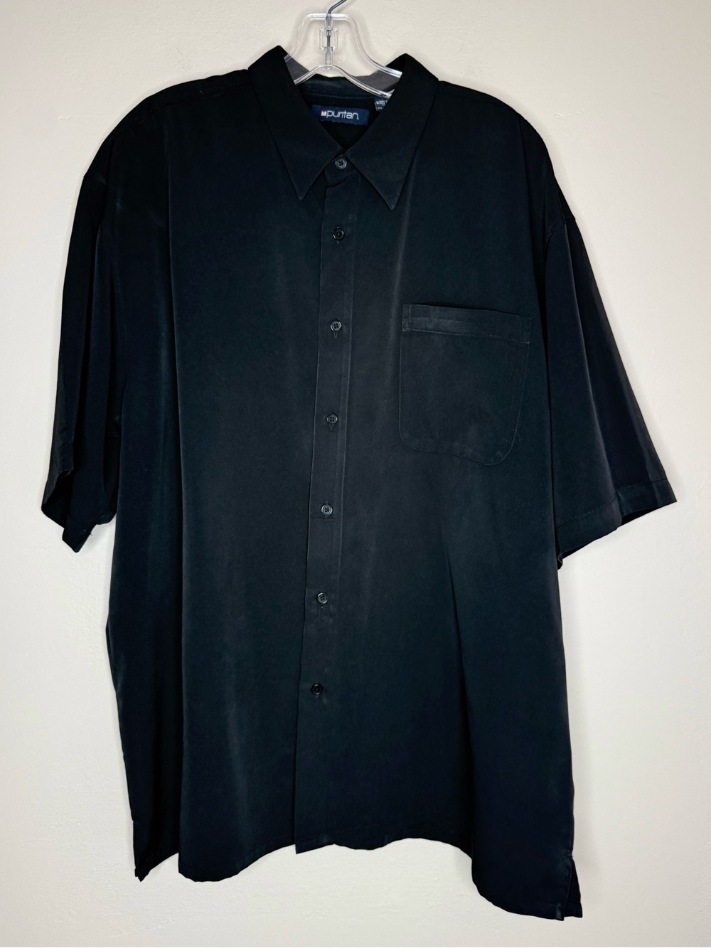 Puritan Black Short-Sleeve Button Down Shirt Size XL